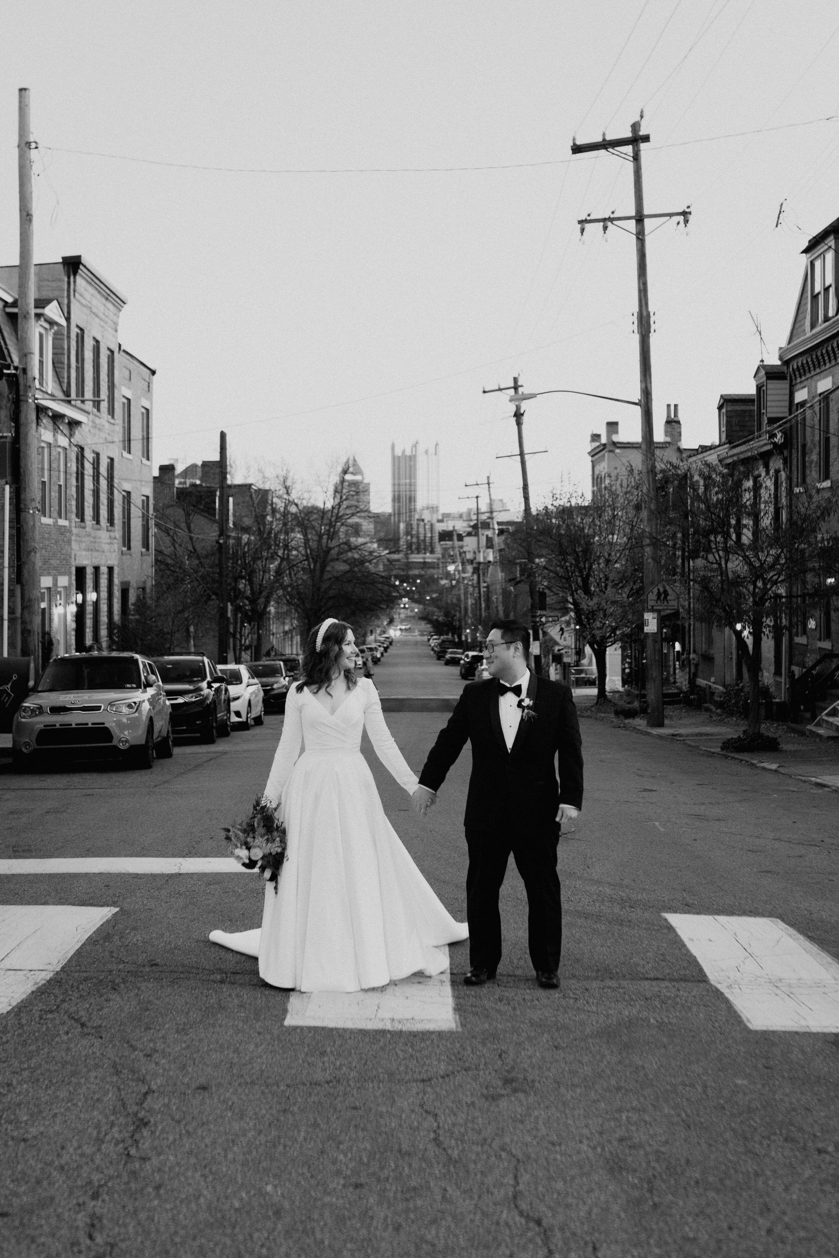 bride and groom on the north side pittsburgh